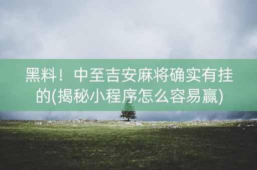 黑料！中至吉安麻将确实有挂的(揭秘小程序怎么容易赢)