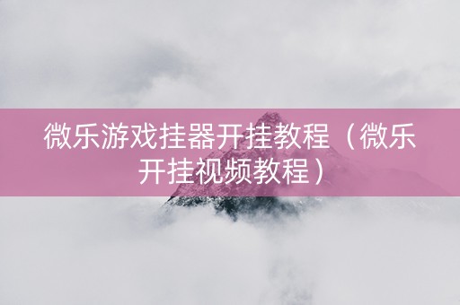 微乐游戏挂器开挂教程（微乐开挂视频教程）