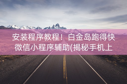 安装程序教程！白金岛跑得快微信小程序辅助(揭秘手机上输赢规律)