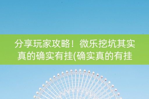 分享玩家攻略！微乐挖坑其实真的确实有挂(确实真的有挂)