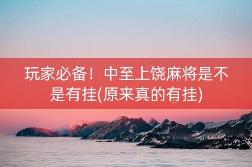 玩家必备！中至上饶麻将是不是有挂(原来真的有挂)
