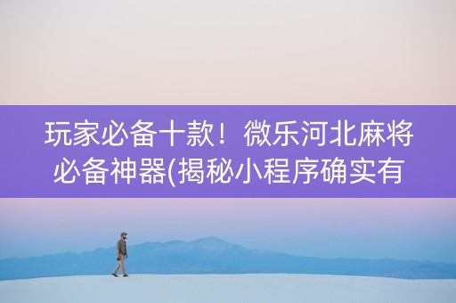 玩家必备十款！微乐河北麻将必备神器(揭秘小程序确实有猫腻)