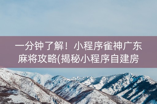一分钟了解！小程序雀神广东麻将攻略(揭秘小程序自建房怎么赢)