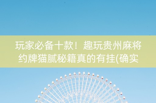 玩家必备十款！趣玩贵州麻将约牌猫腻秘籍真的有挂(确实有挂)