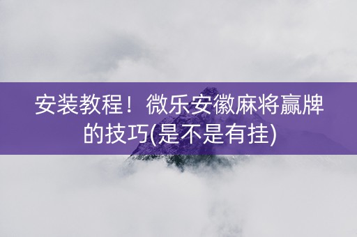 安装教程！微乐安徽麻将赢牌的技巧(是不是有挂)