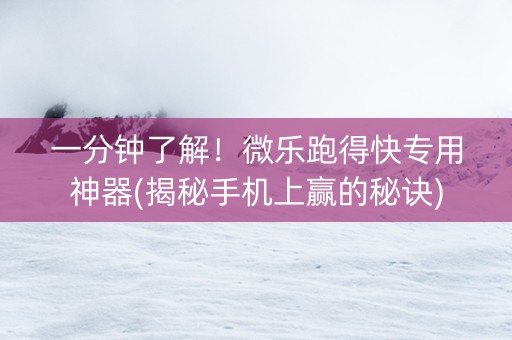 一分钟了解！微乐跑得快专用神器(揭秘手机上赢的秘诀)
