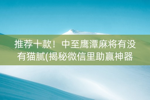 推荐十款！中至鹰潭麻将有没有猫腻(揭秘微信里助赢神器购买)