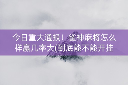 今日重大通报！雀神麻将怎么样赢几率大(到底能不能开挂)