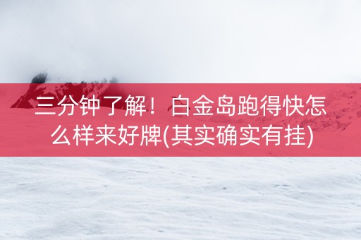三分钟了解！白金岛跑得快怎么样来好牌(其实确实有挂)