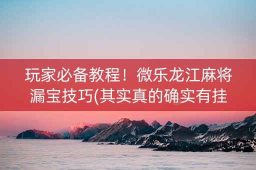 玩家必备教程！微乐龙江麻将漏宝技巧(其实真的确实有挂)