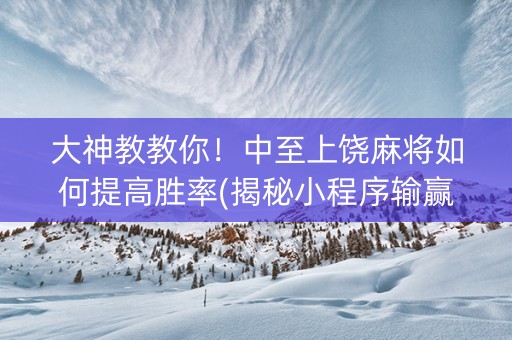 大神教教你！中至上饶麻将如何提高胜率(揭秘小程序输赢规律)