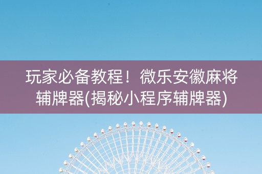 玩家必备教程！微乐安徽麻将辅牌器(揭秘小程序辅牌器)