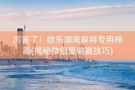 厉害了！微乐湖南麻将专用神器(揭秘微信里输赢技巧)