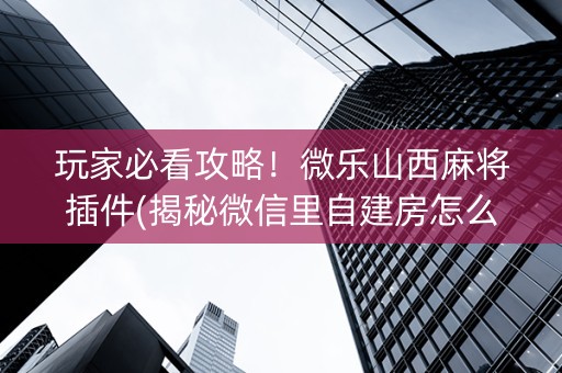 玩家必看攻略！微乐山西麻将插件(揭秘微信里自建房怎么赢)