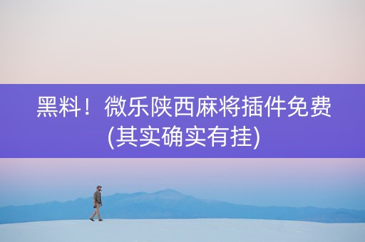 黑料！微乐陕西麻将插件免费(其实确实有挂)