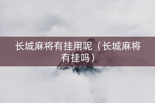 长城麻将有挂用呢（长城麻将有挂吗）