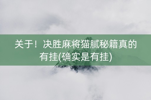 关于！决胜麻将猫腻秘籍真的有挂(确实是有挂)
