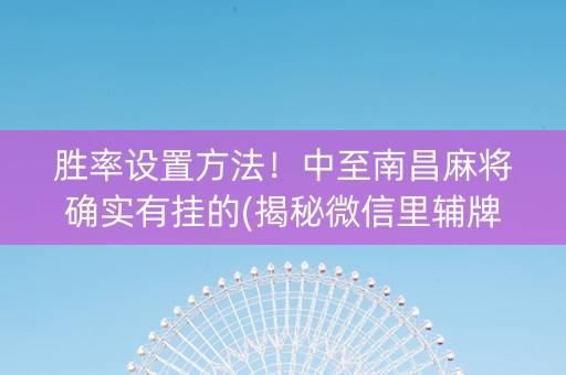 胜率设置方法！中至南昌麻将确实有挂的(揭秘微信里辅牌器)