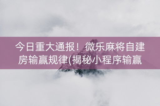 今日重大通报！微乐麻将自建房输赢规律(揭秘小程序输赢规律)