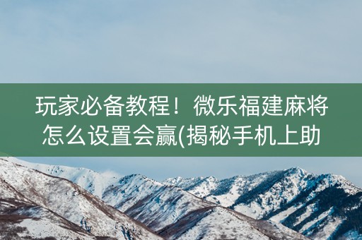 玩家必备教程！微乐福建麻将怎么设置会赢(揭秘手机上助赢软件)
