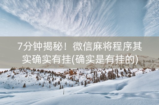 7分钟揭秘！微信麻将程序其实确实有挂(确实是有挂的)