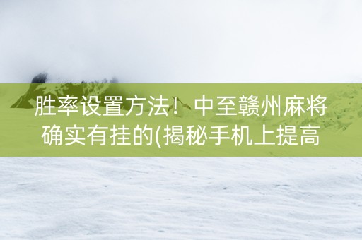 胜率设置方法！中至赣州麻将确实有挂的(揭秘手机上提高胜率)