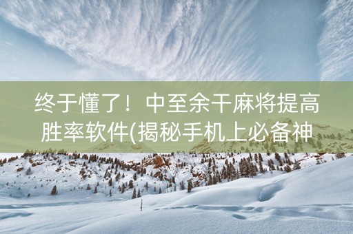 终于懂了！中至余干麻将提高胜率软件(揭秘手机上必备神器)