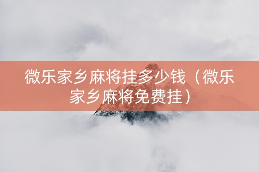 微乐家乡麻将挂多少钱（微乐家乡麻将免费挂）