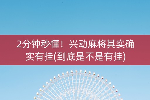 2分钟秒懂！兴动麻将其实确实有挂(到底是不是有挂)