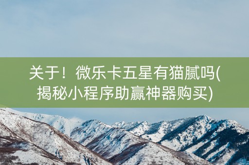 关于！微乐卡五星有猫腻吗(揭秘小程序助赢神器购买)
