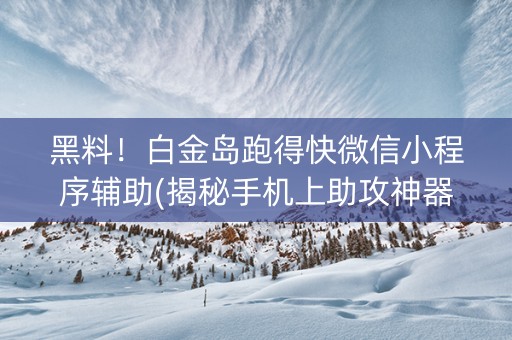 黑料！白金岛跑得快微信小程序辅助(揭秘手机上助攻神器)