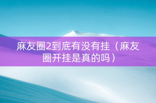 麻友圈2到底有没有挂（麻友圈开挂是真的吗）
