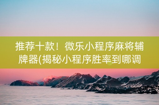 推荐十款！微乐小程序麻将辅牌器(揭秘小程序胜率到哪调)