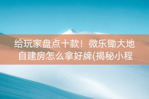 给玩家盘点十款！微乐锄大地自建房怎么拿好牌(揭秘小程序插件免费)