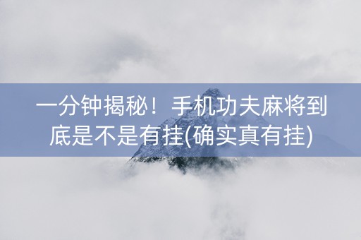 一分钟揭秘！手机功夫麻将到底是不是有挂(确实真有挂)