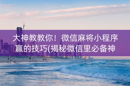 大神教教你！微信麻将小程序赢的技巧(揭秘微信里必备神器)