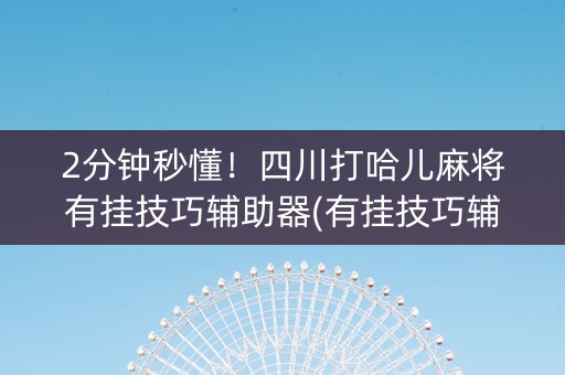 2分钟秒懂！四川打哈儿麻将有挂技巧辅助器(有挂技巧辅助器)
