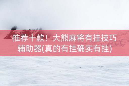 推荐十款！大熊麻将有挂技巧辅助器(真的有挂确实有挂)