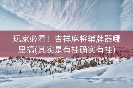 玩家必看！吉祥麻将辅牌器哪里搞(其实是有挂确实有挂)