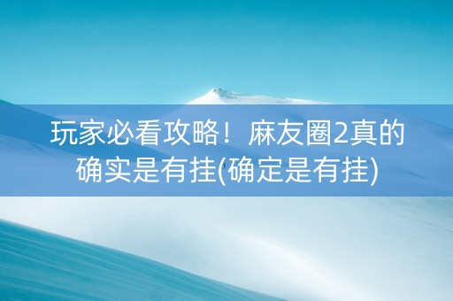 玩家必看攻略！麻友圈2真的确实是有挂(确定是有挂)