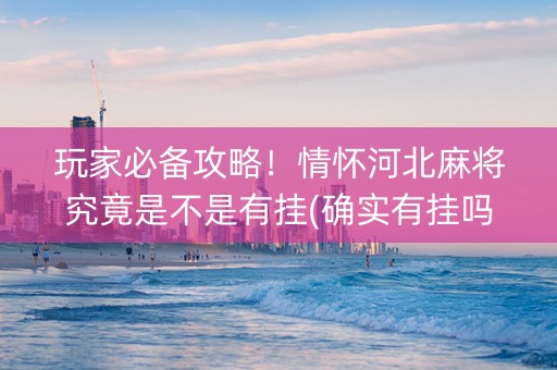 玩家必备攻略！情怀河北麻将究竟是不是有挂(确实有挂吗)