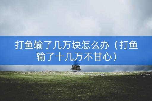 打鱼输了几万块怎么办（打鱼输了十几万不甘心）