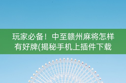 玩家必备！中至赣州麻将怎样有好牌(揭秘手机上插件下载)