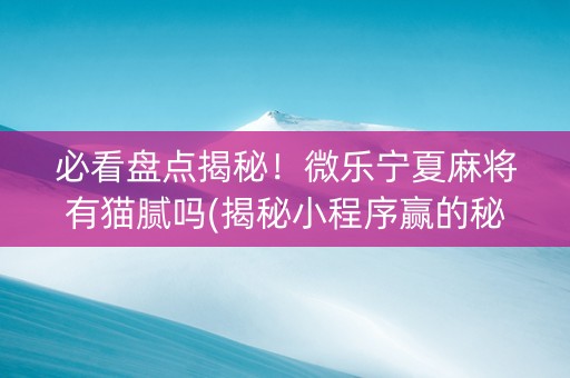 必看盘点揭秘！微乐宁夏麻将有猫腻吗(揭秘小程序赢的秘诀)