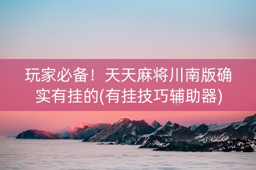 玩家必备！天天麻将川南版确实有挂的(有挂技巧辅助器)