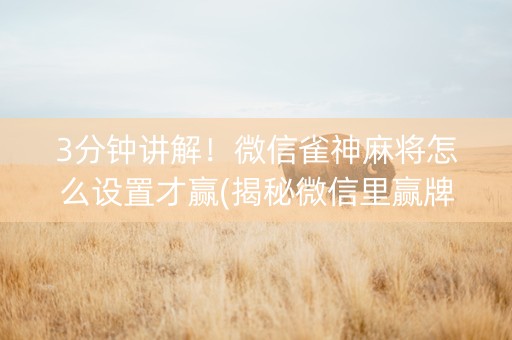 3分钟讲解！微信雀神麻将怎么设置才赢(揭秘微信里赢牌的技巧)