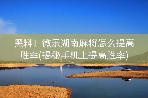 黑料！微乐湖南麻将怎么提高胜率(揭秘手机上提高胜率)