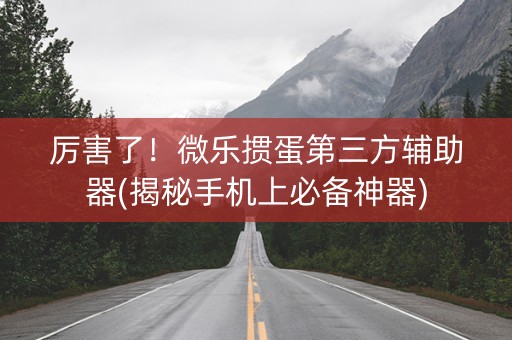 厉害了！微乐掼蛋第三方辅助器(揭秘手机上必备神器)