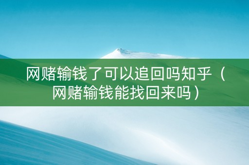 网赌输钱了可以追回吗知乎（网赌输钱能找回来吗）