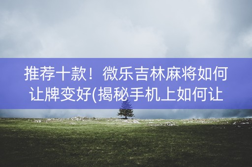推荐十款！微乐吉林麻将如何让牌变好(揭秘手机上如何让牌变好)